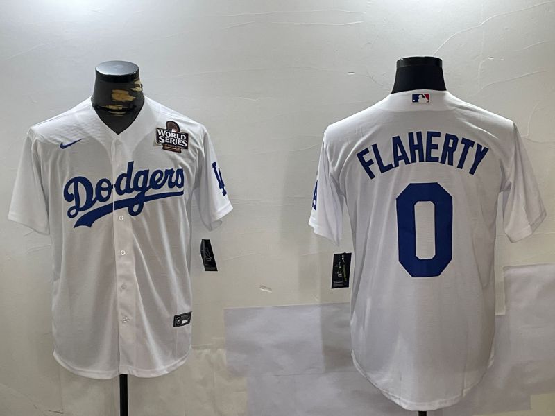 Men Los Angeles Dodgers 0 Flaherty White Game 2024 Nike MLB Jersey style 11201